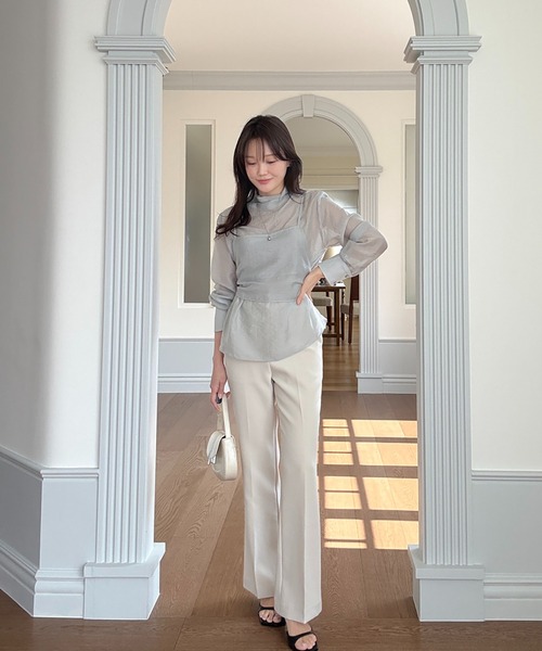 Doula Doula（ドゥーラドゥーラ）の「ビスチェドッキングハイネックシアーブラウス（シャツ/ブラウス・レディース・グレー/ピンク・FREE）」の10枚目の写真