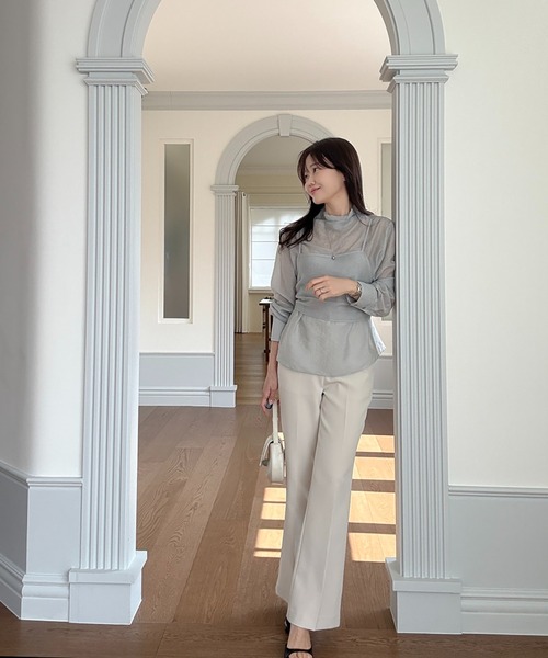 Doula Doula（ドゥーラドゥーラ）の「ビスチェドッキングハイネックシアーブラウス（シャツ/ブラウス・レディース・グレー/ピンク・FREE）」の11枚目の写真