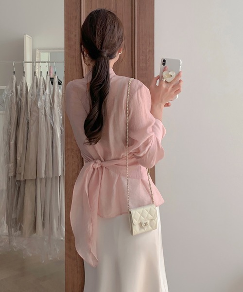 Doula Doula（ドゥーラドゥーラ）の「ビスチェドッキングハイネックシアーブラウス（シャツ/ブラウス・レディース・グレー/ピンク・FREE）」の16枚目の写真