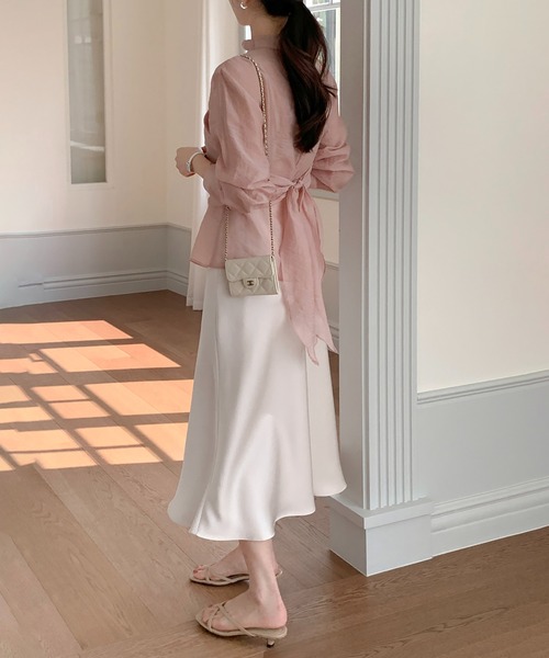 Doula Doula（ドゥーラドゥーラ）の「ビスチェドッキングハイネックシアーブラウス（シャツ/ブラウス・レディース・グレー/ピンク・FREE）」の20枚目の写真