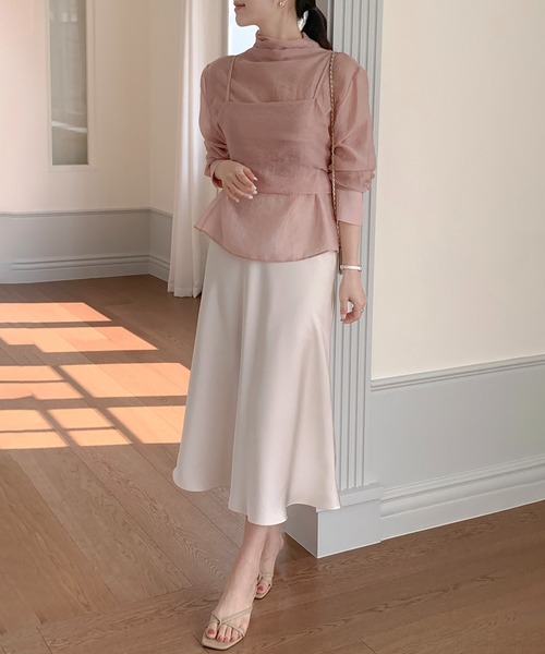 Doula Doula（ドゥーラドゥーラ）の「ビスチェドッキングハイネックシアーブラウス（シャツ/ブラウス・レディース・グレー/ピンク・FREE）」の21枚目の写真