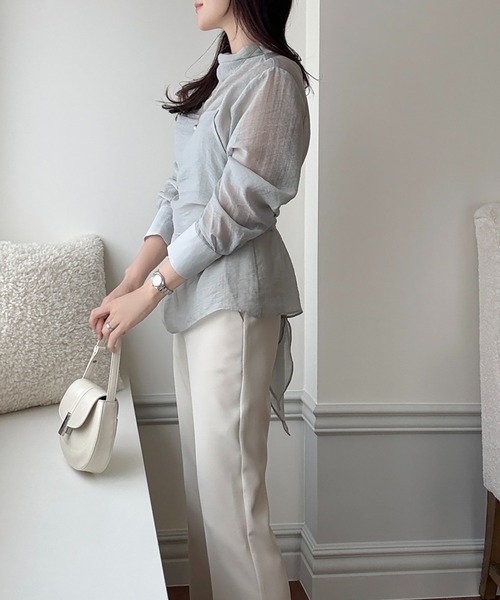 Doula Doula（ドゥーラドゥーラ）の「ビスチェドッキングハイネックシアーブラウス（シャツ/ブラウス・レディース・グレー/ピンク・FREE）」の6枚目の写真