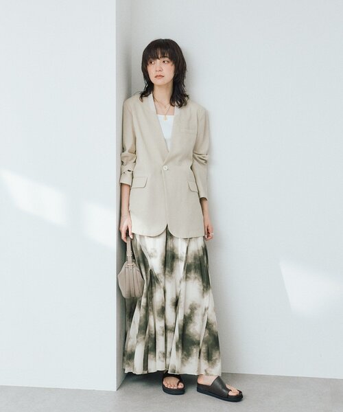 RIVE DROITE（リヴドロワ）の「予約【à Nice （ア ・ニース）】タイダイプリントギャザースカート（スカート・レディース・ネイビー/ベージュ・38/36）」の3枚目の写真