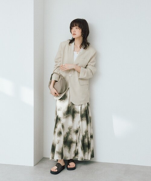 RIVE DROITE（リヴドロワ）の「予約【à Nice （ア ・ニース）】タイダイプリントギャザースカート（スカート・レディース・ネイビー/ベージュ・38/36）」の4枚目の写真