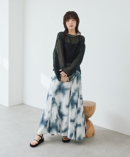 RIVE DROITE（リヴドロワ）の「予約【à Nice （ア ・ニース）】タイダイプリントギャザースカート（スカート・レディース・ネイビー/ベージュ・38/36）」の13枚目の写真