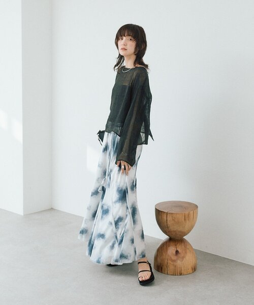 RIVE DROITE（リヴドロワ）の「予約【à Nice （ア ・ニース）】タイダイプリントギャザースカート（スカート・レディース・ネイビー/ベージュ・38/36）」の15枚目の写真