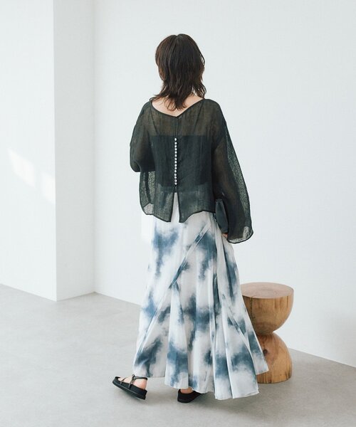 RIVE DROITE（リヴドロワ）の「予約【à Nice （ア ・ニース）】タイダイプリントギャザースカート（スカート・レディース・ネイビー/ベージュ・38/36）」の16枚目の写真