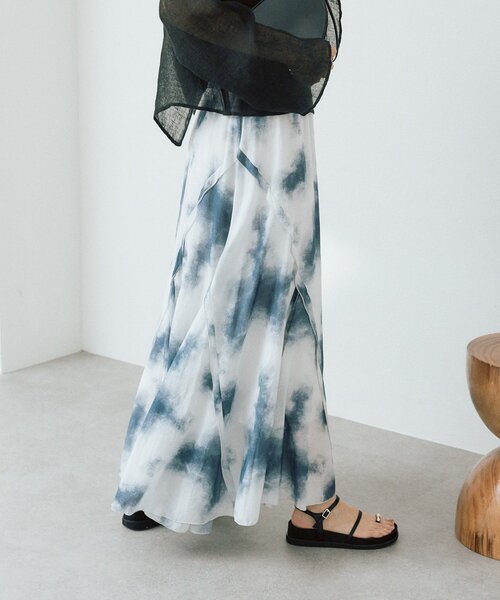 RIVE DROITE（リヴドロワ）の「予約【à Nice （ア ・ニース）】タイダイプリントギャザースカート（スカート・レディース・ネイビー/ベージュ・38/36）」の20枚目の写真