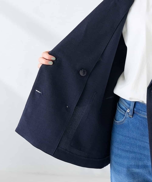 a.v.v(アーヴェヴェ)の「【接触冷感/UVカット】リネンライクダブルブレストジャケット【セットアップ対応/アンチピリング】(その他アウター・レディース・チャコールグレー/ネイビー/グレー系その他・38/36)」の7枚目の写真