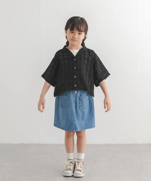 URBAN RESEARCH DOORS(アーバンリサーチドアーズ)の「シアーチェックオープンカラーシャツ(KIDS)(Tシャツ/カットソー・キッズ・ミント/ブラック・120/135)」の9枚目の写真