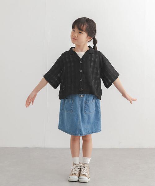 URBAN RESEARCH DOORS(アーバンリサーチドアーズ)の「シアーチェックオープンカラーシャツ(KIDS)(Tシャツ/カットソー・キッズ・ミント/ブラック・120/135)」の10枚目の写真
