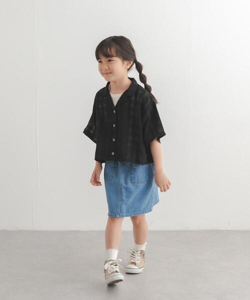 URBAN RESEARCH DOORS(アーバンリサーチドアーズ)の「シアーチェックオープンカラーシャツ(KIDS)(Tシャツ/カットソー・キッズ・ミント/ブラック・120/135)」の11枚目の写真