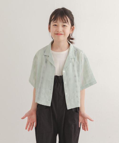 URBAN RESEARCH DOORS(アーバンリサーチドアーズ)の「シアーチェックオープンカラーシャツ(KIDS)(Tシャツ/カットソー・キッズ・ミント/ブラック・120/135)」の14枚目の写真