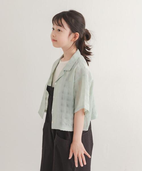 URBAN RESEARCH DOORS(アーバンリサーチドアーズ)の「シアーチェックオープンカラーシャツ(KIDS)(Tシャツ/カットソー・キッズ・ミント/ブラック・120/135)」の15枚目の写真