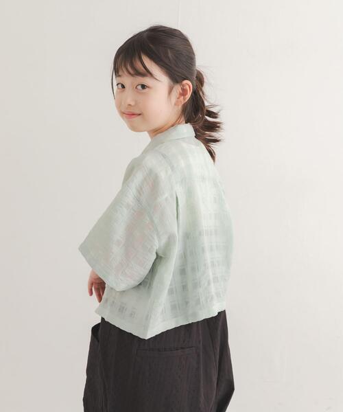 URBAN RESEARCH DOORS(アーバンリサーチドアーズ)の「シアーチェックオープンカラーシャツ(KIDS)(Tシャツ/カットソー・キッズ・ミント/ブラック・120/135)」の16枚目の写真