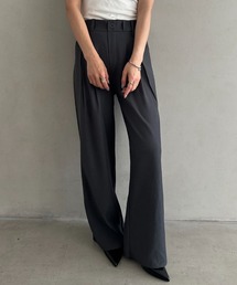 丈感長めでシーズンレス♪ ベーシックデザインストレートスラックスパンツ【オフィスカジュアル】前ボタン仕様