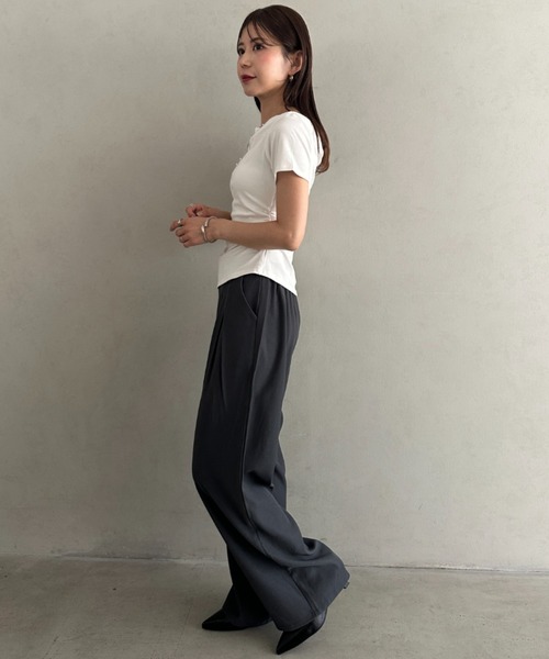 MYMOOD.(マイムード)の「丈感長めでシーズンレス♪ ベーシックデザインストレートスラックスパンツ【オフィスカジュアル】前ボタン仕様(スラックス・レディース・ブラック/ベージュ/グレー/アイボリー・FREE)」の9枚目の写真