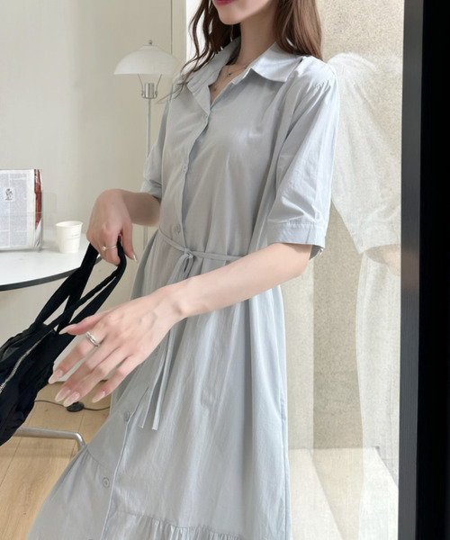 Ada.(エイダ)の「裾フレア 切替 シャツ ロング ワンピース(シャツワンピース・レディース・ホワイト/ブルー/ブラック・FREE)」の16枚目の写真