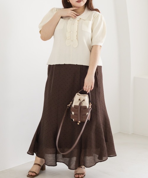 CLETTE（クレット）の「CLETTEオリジナルフリルポロニット（ニット/セーター・レディース・チャコールグレー/ワイン/アイボリー・3L/LL/4L）」の5枚目の写真
