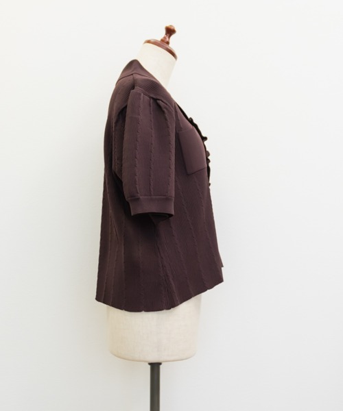 CLETTE（クレット）の「CLETTEオリジナルフリルポロニット（ニット/セーター・レディース・チャコールグレー/ワイン/アイボリー・3L/LL/4L）」の16枚目の写真