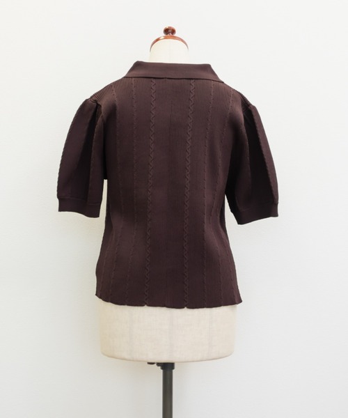 CLETTE（クレット）の「CLETTEオリジナルフリルポロニット（ニット/セーター・レディース・チャコールグレー/ワイン/アイボリー・3L/LL/4L）」の17枚目の写真