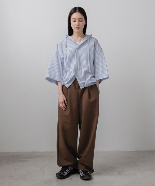 LOWRYS FARM(ローリーズファーム)の「【LFM(U)】ストライプフーディショートシャツSS 760995(シャツ/ブラウス・メンズ・ブラウン/ブルー・LARGE/MEDIUM)」の3枚目の写真