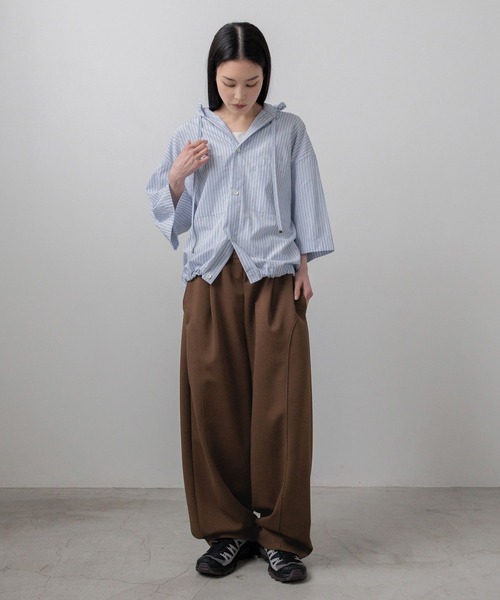 LOWRYS FARM(ローリーズファーム)の「【LFM(U)】ストライプフーディショートシャツSS 760995(シャツ/ブラウス・メンズ・ブラウン/ブルー・LARGE/MEDIUM)」の4枚目の写真