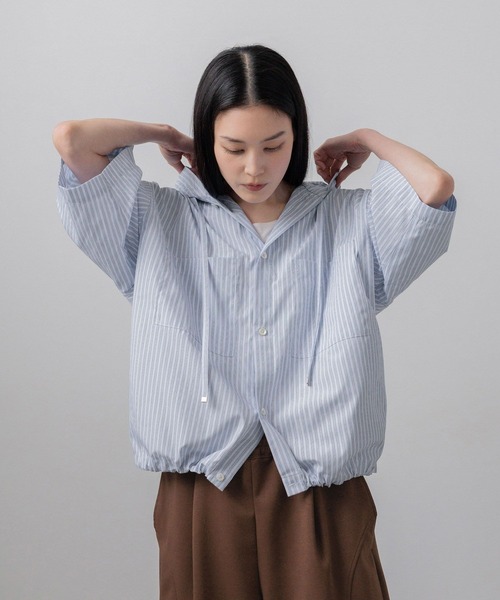 LOWRYS FARM(ローリーズファーム)の「【LFM(U)】ストライプフーディショートシャツSS 760995(シャツ/ブラウス・メンズ・ブラウン/ブルー・LARGE/MEDIUM)」の8枚目の写真