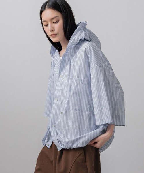 LOWRYS FARM(ローリーズファーム)の「【LFM(U)】ストライプフーディショートシャツSS 760995(シャツ/ブラウス・メンズ・ブラウン/ブルー・LARGE/MEDIUM)」の9枚目の写真