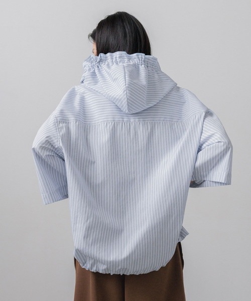 LOWRYS FARM(ローリーズファーム)の「【LFM(U)】ストライプフーディショートシャツSS 760995(シャツ/ブラウス・メンズ・ブラウン/ブルー・LARGE/MEDIUM)」の10枚目の写真