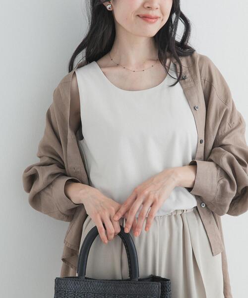 URBAN RESEARCH DOORS(アーバンリサーチドアーズ)の「異素材2WAYタンク(タンクトップ・レディース・ベージュ系その他/ブラック・FREE)」の2枚目の写真