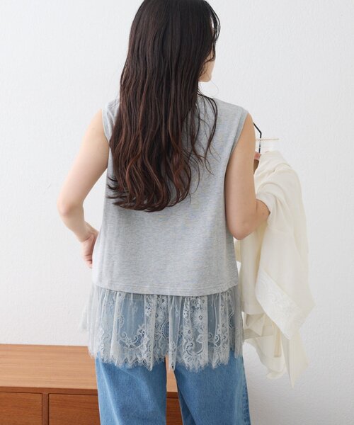 CIAOPANIC TYPY(チャオパニックティピー)の「【+1で着映え】裾レースノースリーブTee(タンクトップ・レディース・ホワイト/グレー/オフホワイト/ブラック・ONE SIZE)」の20枚目の写真