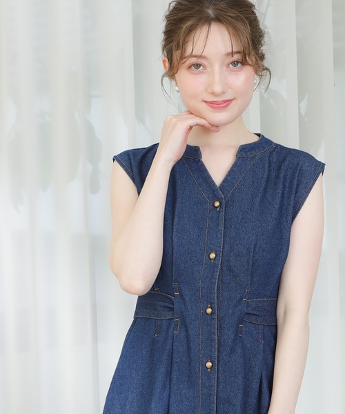 ASTORIA ODIER(アストリアオディール)の「ベルト付きデニムタックワンピース(ワンピース・レディース・インディゴブルー/ブルー/ブラック・MEDIUM)」の7枚目の写真