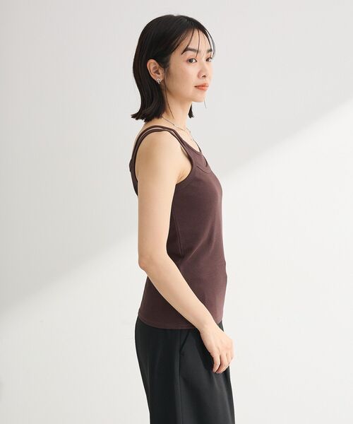 Green Parks(グリーンパークス)の「【適ON】レイヤードタンクトップ(インナーウェア/肌着・レディース・ブラウン/チャコールグレー/オフホワイト/ブラック・FREE)」の12枚目の写真