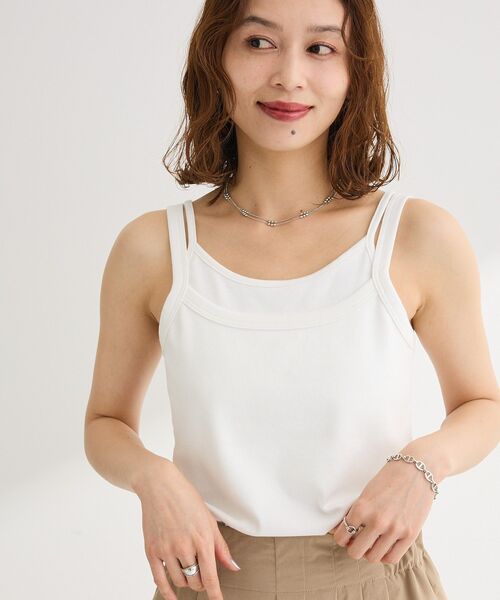 Green Parks(グリーンパークス)の「【適ON】レイヤードタンクトップ(インナーウェア/肌着・レディース・ブラウン/チャコールグレー/オフホワイト/ブラック・FREE)」の18枚目の写真