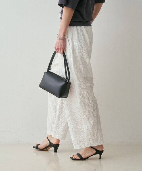 qualite(カリテ)の「【セットアップ対応】シアーギンガムクロップドパンツ 夏服 春服 リラックス 大人カジュアル(その他パンツ・レディース・ネイビー/ブラウン/ホワイト・38/36)」の8枚目の写真