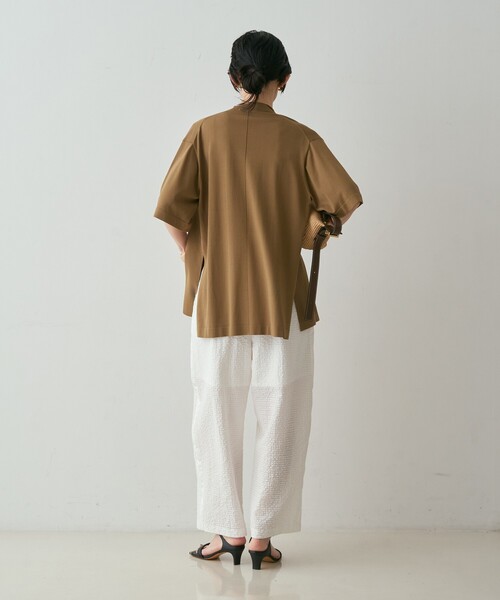qualite(カリテ)の「【セットアップ対応】シアーギンガムクロップドパンツ 夏服 春服 リラックス 大人カジュアル(その他パンツ・レディース・ネイビー/ブラウン/ホワイト・38/36)」の15枚目の写真