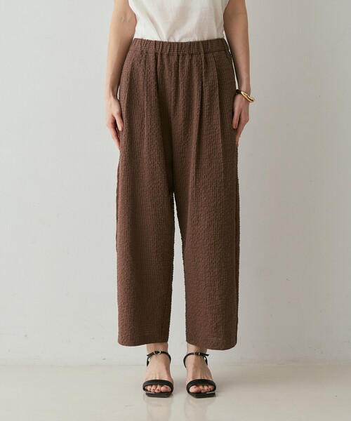 qualite(カリテ)の「【セットアップ対応】シアーギンガムクロップドパンツ 夏服 春服 リラックス 大人カジュアル(その他パンツ・レディース・ネイビー/ブラウン/ホワイト・38/36)」の21枚目の写真