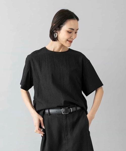 MICHEL KLEIN(ミッシェル・クラン)の「シアーTブラウス(シャツ/ブラウス・レディース・ホワイト/ライトグレー/ブラック・38/40)」の2枚目の写真