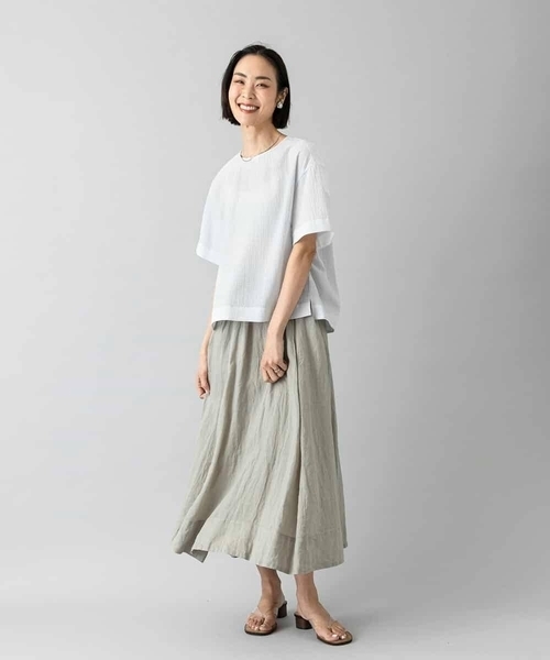 MICHEL KLEIN(ミッシェル・クラン)の「シアーTブラウス(シャツ/ブラウス・レディース・ホワイト/ライトグレー/ブラック・38/40)」の4枚目の写真