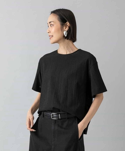 MICHEL KLEIN(ミッシェル・クラン)の「シアーTブラウス(シャツ/ブラウス・レディース・ホワイト/ライトグレー/ブラック・38/40)」の5枚目の写真
