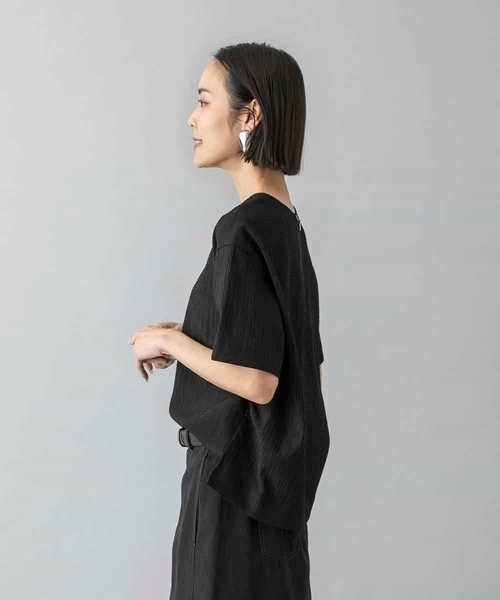 MICHEL KLEIN(ミッシェル・クラン)の「シアーTブラウス(シャツ/ブラウス・レディース・ホワイト/ライトグレー/ブラック・38/40)」の6枚目の写真
