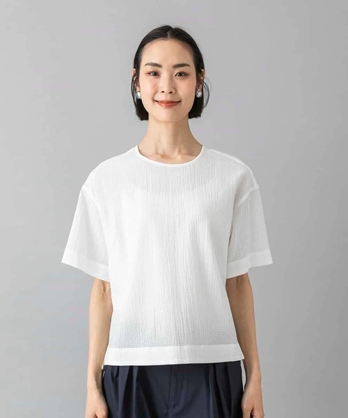 MICHEL KLEIN(ミッシェル・クラン)の「シアーTブラウス(シャツ/ブラウス・レディース・ホワイト/ライトグレー/ブラック・38/40)」の16枚目の写真