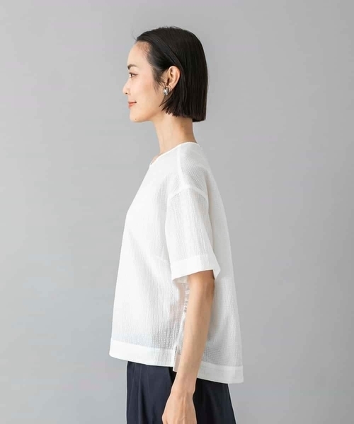 MICHEL KLEIN(ミッシェル・クラン)の「シアーTブラウス(シャツ/ブラウス・レディース・ホワイト/ライトグレー/ブラック・38/40)」の17枚目の写真
