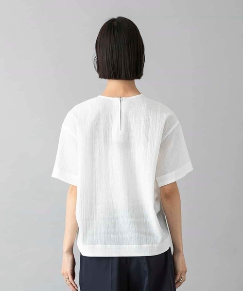 MICHEL KLEIN(ミッシェル・クラン)の「シアーTブラウス(シャツ/ブラウス・レディース・ホワイト/ライトグレー/ブラック・38/40)」の18枚目の写真