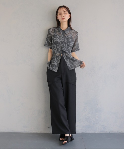 &g'aime（アンジェム）の「【&ｇ'aime 】エンボスチュニックシャツ　EmbossTunicShirt（シャツ/ブラウス・レディース・グレー/ブラック・FREE）」の11枚目の写真
