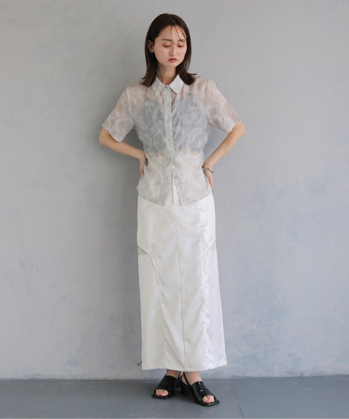&g'aime（アンジェム）の「【&ｇ'aime 】エンボスチュニックシャツ　EmbossTunicShirt（シャツ/ブラウス・レディース・グレー/ブラック・FREE）」の21枚目の写真