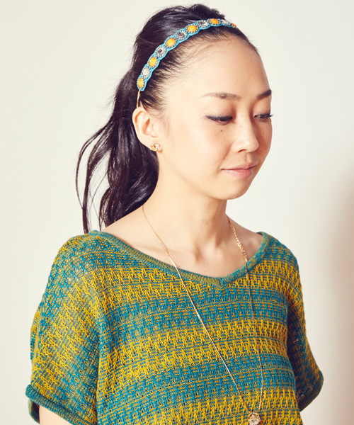 チャイハネ（チャイハネ）の「【チャイハネ】カラージュヘアバンド（ヘアバンド・レディース・ターコイズブルー/ピンク/ホワイト・FREE）」の4枚目の写真