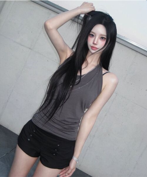 Midnight Move(ミッドナイトムーブ)の「double top (dark grey)(Tシャツ/カットソー・レディース・その他・FREE)」の5枚目の写真