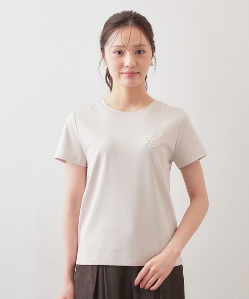 index（インデックス）の「【接触冷感】エンブレムロゴ刺繍Tシャツ《UVケア/洗濯機OK》（Tシャツ/カットソー・レディース・ブラウン系その他5/ナチュラル/チャコールグレー/オフホワイト・38/36/44/42/40）」の21枚目の写真